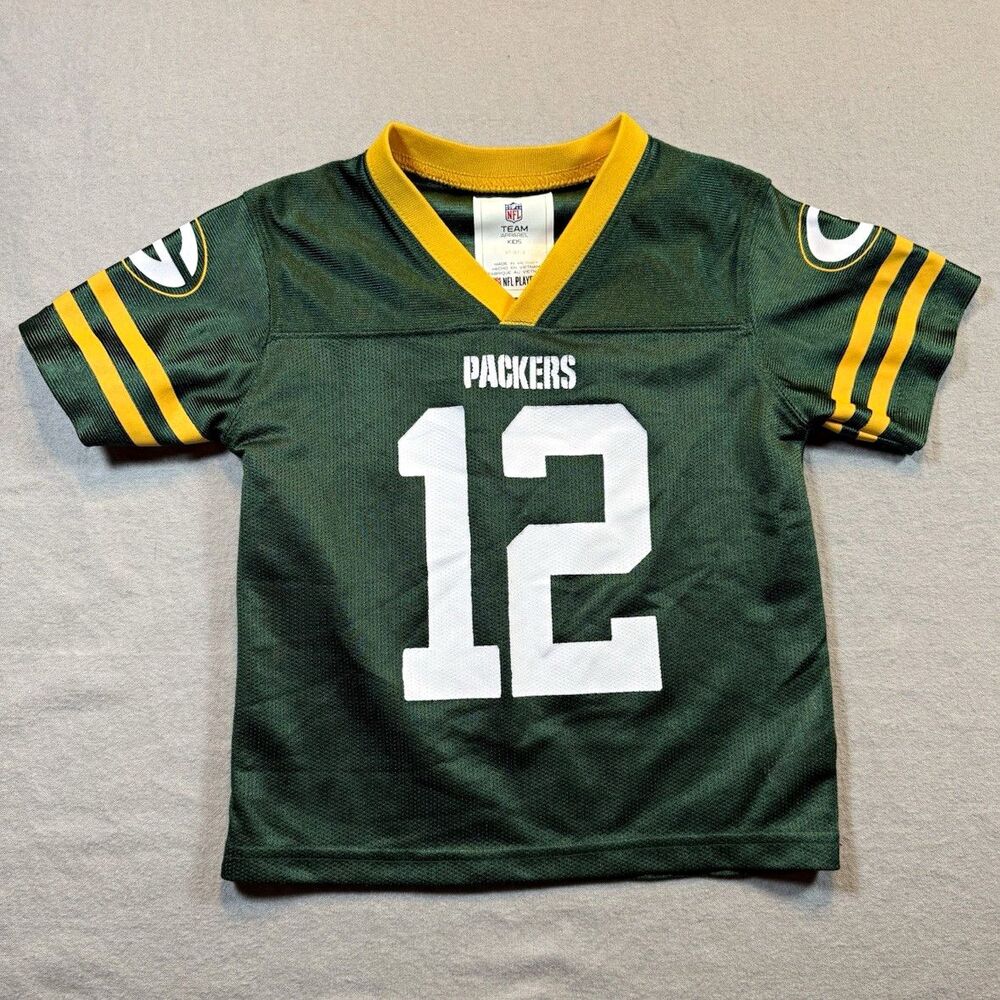 NFL Team Apparel Green Bay Packers Aaron Rodgers #12 Kids 3T Jersey Green Yellow